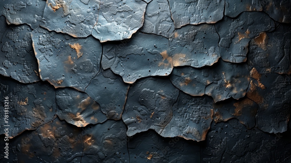 Poster   A metal object in tight focus, appearing painted black with visible rust ..Up-close image of blackened metal with evident rust patches (35