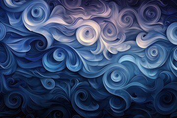 The abstract calm of gradient blues with a dash of Art Nouveau swirls