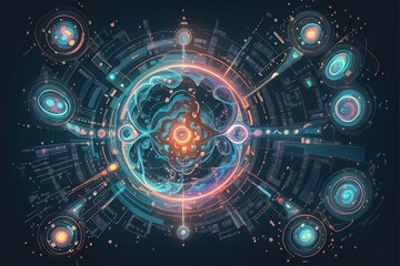 Obraz premium A colorful abstract design with symmetric patterns-AI Generated.