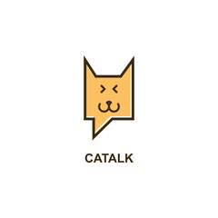 Cat talk logo symbol vector 