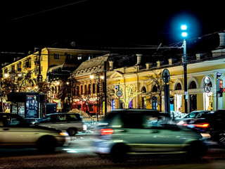 winter night view of the street in the city center - 781814453