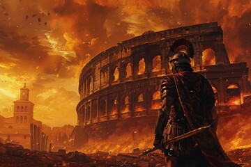 In the shadow of the Colosseums might, a gladiators spirit remains unyielding