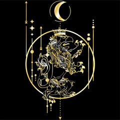 luxury griffin heraldic crest golden tattoo emblem in vector format