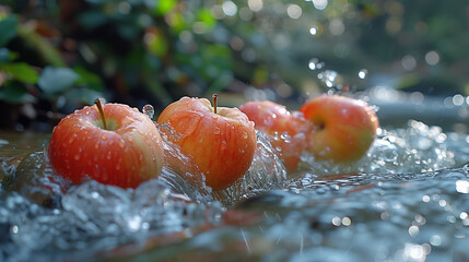 水しぶきとりんご　