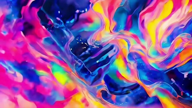 Animated video background with seamless loop movement of the Background Abstract watercolor painting depicting the flow of creative, colorful and inspiring ideas, marbel background.