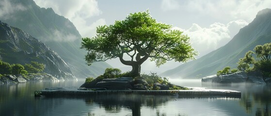 A tree in harmony, encapsulated in a vision for a refined, greener tomorrow - obrazy, fototapety, plakaty