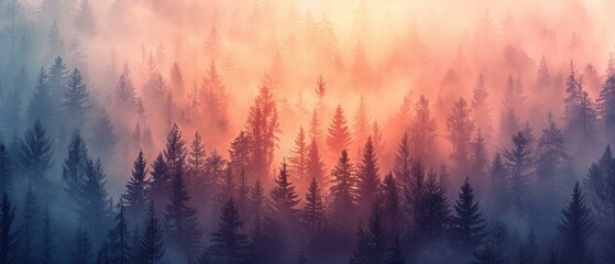 A pastel gradient enfolds the forest, where silence has its own language
