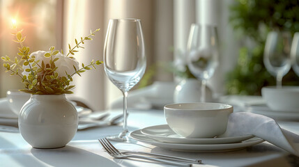 Cup of tea on the table in restaurant. 3d rendering