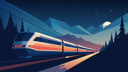 The familiar sound of a trains whistle breaks through the stillness of the night as it passes by leaving a trail of flickering lights along the