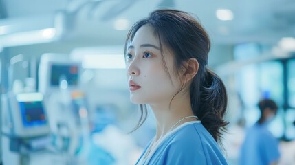 Healthcare and medicine japanese ethnicity confidence, young asian woman in hospital