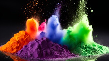 Beautiful explosion of vibrant, multicolored sand creating a stunning display of colors and textures