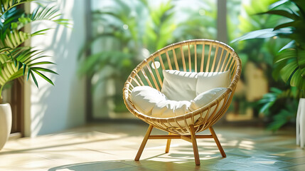 Outdoor Garden Chair, Relaxing Summer Furniture, Cozy Terrace with Greenery, Stylish Patio Design