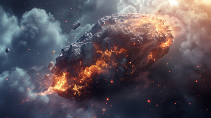 burning asteroid falling 
