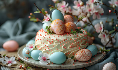 Easter cakes and colored eggs - 781824440