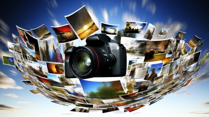 Professional dslr camera on sale at leading photo stock website for professionals and enthusiasts - obrazy, fototapety, plakaty