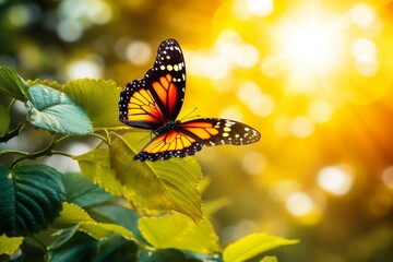 Tranquil serene scene. soft sunlight and fluttering butterflies in high quality resolution