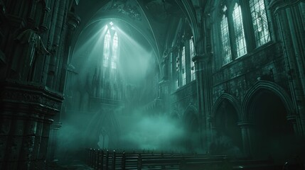 cinematic dark currupted cathedral   - Powered by Adobe