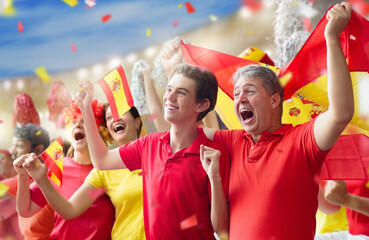 Spain football team supporter on stadium. - 781829484