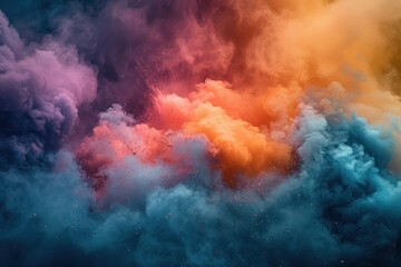 A colorful cloud of smoke with a blue and orange swirl