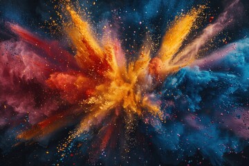 A colorful explosion of sparks and dust - obrazy, fototapety, plakaty