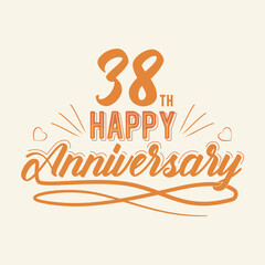 38th Happy Anniversary Celebration, 38 anniversary lettering Design
