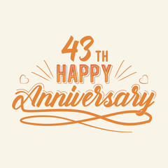 43 th Happy Anniversary Celebration, 43 anniversary lettering Design