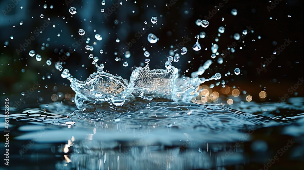 Poster Close up view of a splash during a jump at night. Generative AI.