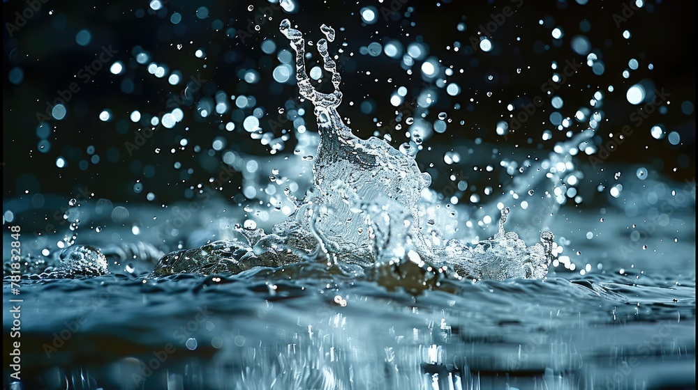 Poster Close up view of a splash during a jump at night. Generative AI.