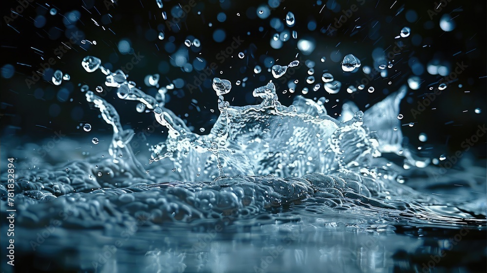 Poster Close up view of a splash during a jump at night. Generative AI.
