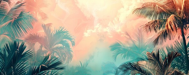 Capture the essence of a tropical getaway with this stunning abstract background, featuring muted tones and lush palm trees.