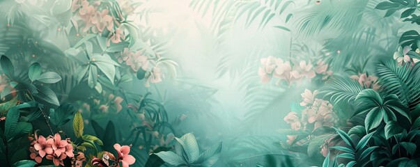 Muted tones meet tropical allure in this captivating abstract background, perfect for adding a touch of nature's beauty to your projects. - obrazy, fototapety, plakaty