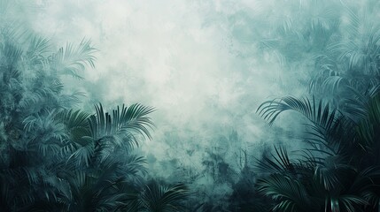 Immerse yourself in the tranquility of nature with this captivating abstract background, featuring tropical trees in muted tones. - obrazy, fototapety, plakaty