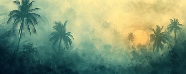 Fototapeta na wymiar Evoke a sense of relaxation and tranquility with this mesmerizing abstract background, showcasing tropical trees in muted tones.