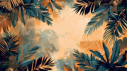 Immerse yourself in the tranquility of nature with this captivating abstract background, featuring tropical trees in muted tones.