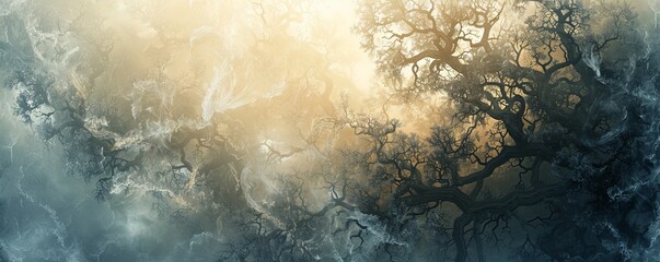 Ethereal tropical tree abstract background in muted tones, perfect for adding a touch of serenity to your design projects.