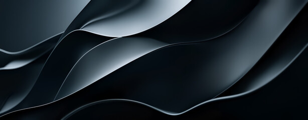 3D Black Wavy Shapes Background - 781834495