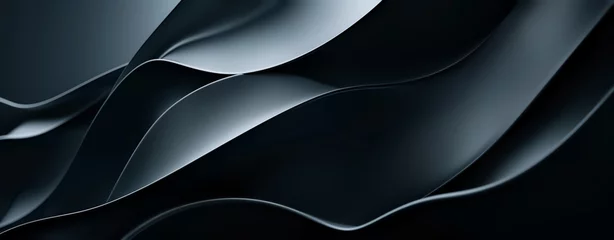 Tableaux ronds sur aluminium Pirates 3D Black Wavy Shapes Background