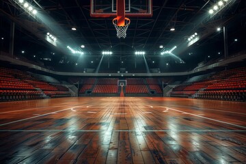 Empty basketball arena stadium or court - obrazy, fototapety, plakaty