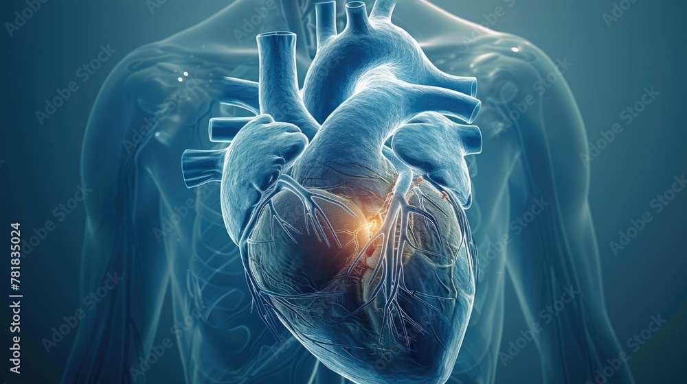 Poster causes and symptoms of heart disease. generative ai.