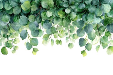 Eucalyptus leaves border. Watercolor illustration isolated on white