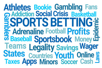Blue Sports Betting Word Cloud on White Background - 781837416