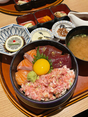 Kaisen Donburi, Japanese seafood rice bowl
