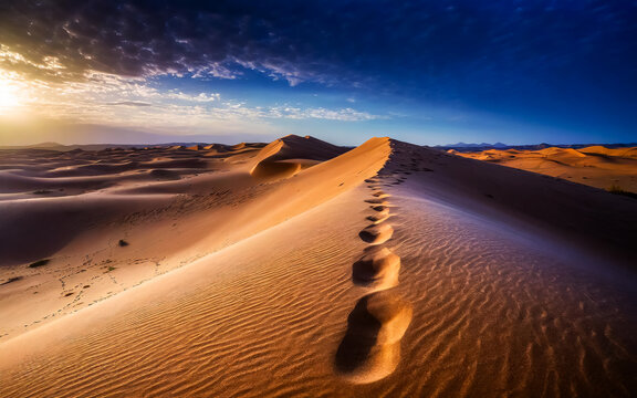 Spuren im Sand in einer Sanddüne