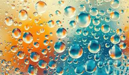 Vivid water droplets on a colorful gradient background