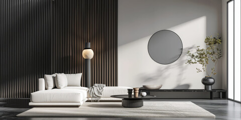 Sleek minimalist interior design composition