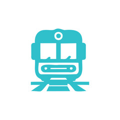 Blue and WHite Illustration of Electric Train Icon