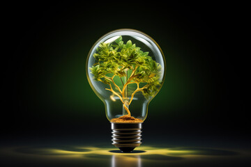 World environment and earth day concept with tree growing in a lightbulb. Eco friendly enviroment