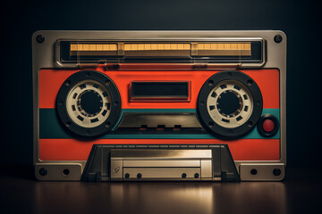 Old cassette tape on black background