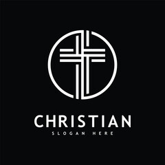 Obraz premium Christian Church logo creative Cross design vector