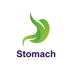 Fototapeta premium Stomach with leaf Logo Vector Design Template, Creative stomach Symbol